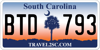 SC license plate BTD793