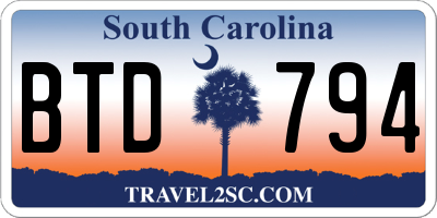 SC license plate BTD794