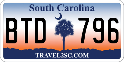 SC license plate BTD796