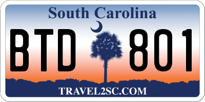 SC license plate BTD801