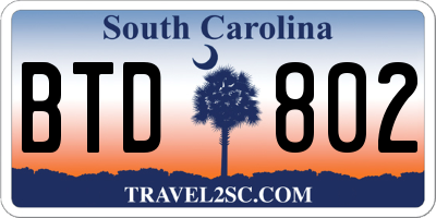SC license plate BTD802