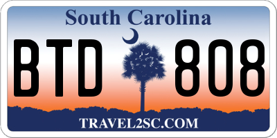 SC license plate BTD808