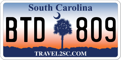 SC license plate BTD809