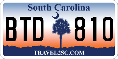 SC license plate BTD810