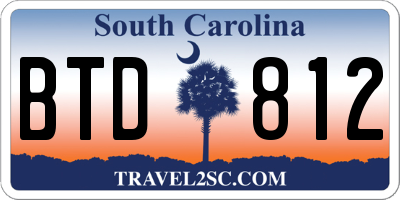 SC license plate BTD812