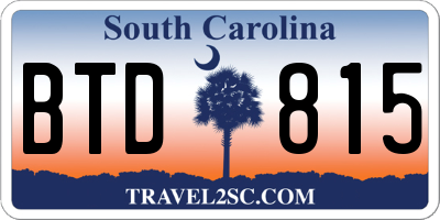 SC license plate BTD815