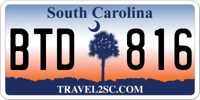 SC license plate BTD816