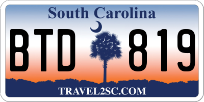 SC license plate BTD819