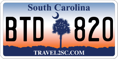 SC license plate BTD820