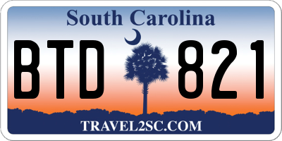 SC license plate BTD821