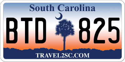 SC license plate BTD825