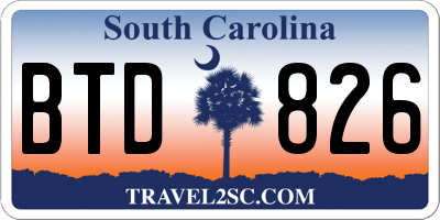 SC license plate BTD826