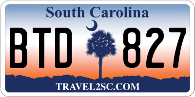 SC license plate BTD827