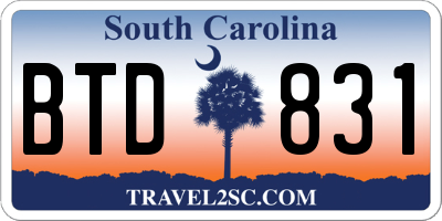 SC license plate BTD831