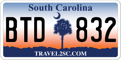 SC license plate BTD832