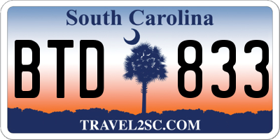 SC license plate BTD833