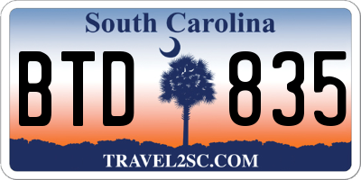 SC license plate BTD835