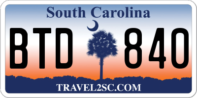 SC license plate BTD840