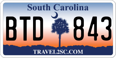 SC license plate BTD843