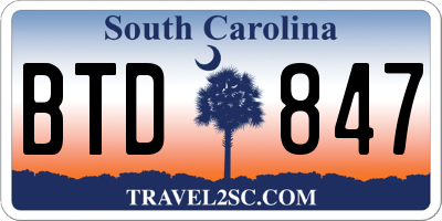 SC license plate BTD847