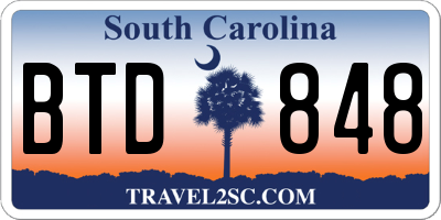 SC license plate BTD848
