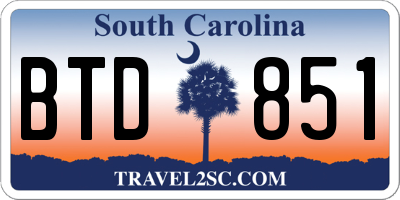 SC license plate BTD851