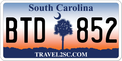 SC license plate BTD852