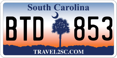 SC license plate BTD853