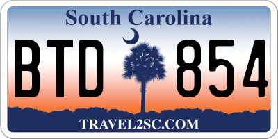 SC license plate BTD854