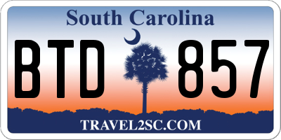 SC license plate BTD857