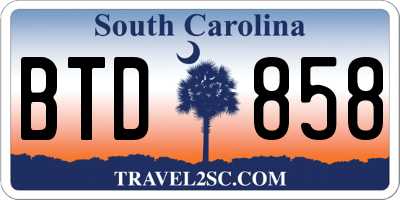 SC license plate BTD858
