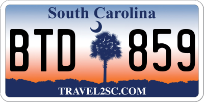 SC license plate BTD859