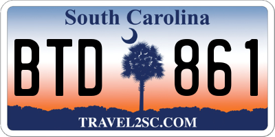 SC license plate BTD861
