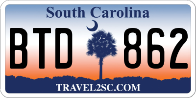 SC license plate BTD862