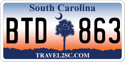 SC license plate BTD863