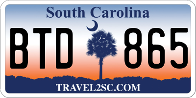 SC license plate BTD865