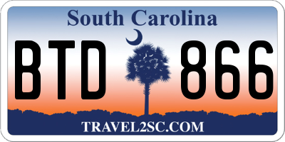 SC license plate BTD866