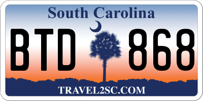 SC license plate BTD868