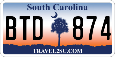 SC license plate BTD874