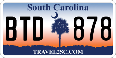 SC license plate BTD878