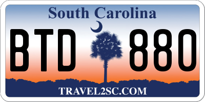 SC license plate BTD880