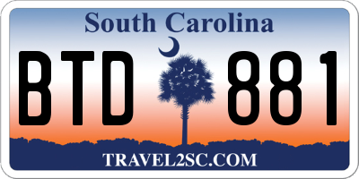 SC license plate BTD881