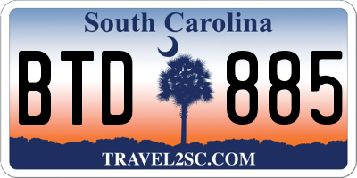 SC license plate BTD885