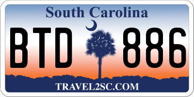 SC license plate BTD886