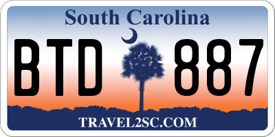 SC license plate BTD887