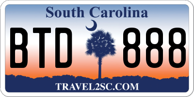 SC license plate BTD888