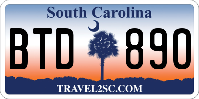 SC license plate BTD890