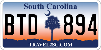 SC license plate BTD894