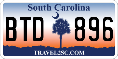 SC license plate BTD896