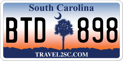 SC license plate BTD898